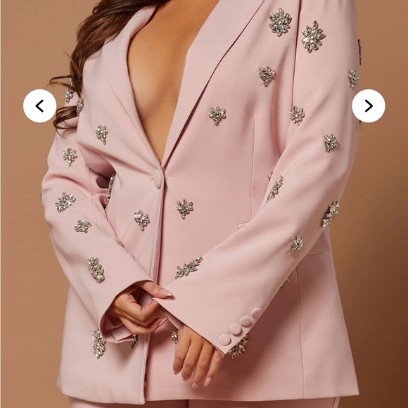 Fashion Nova Pink Blazer with Crystal Embellishments - Picture 3 of 4